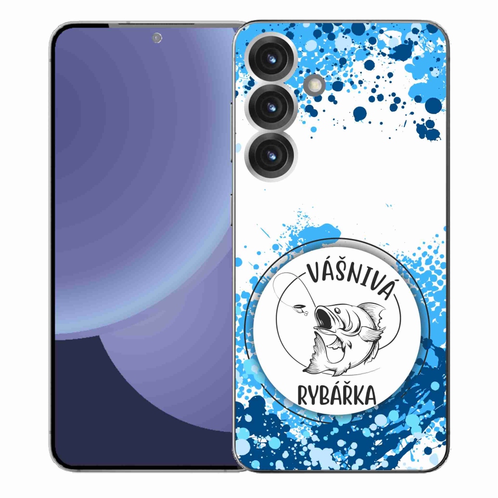Gelový kryt mmCase na Samsung Galaxy S25+ - vášnivá rybářka bílé pozadí
