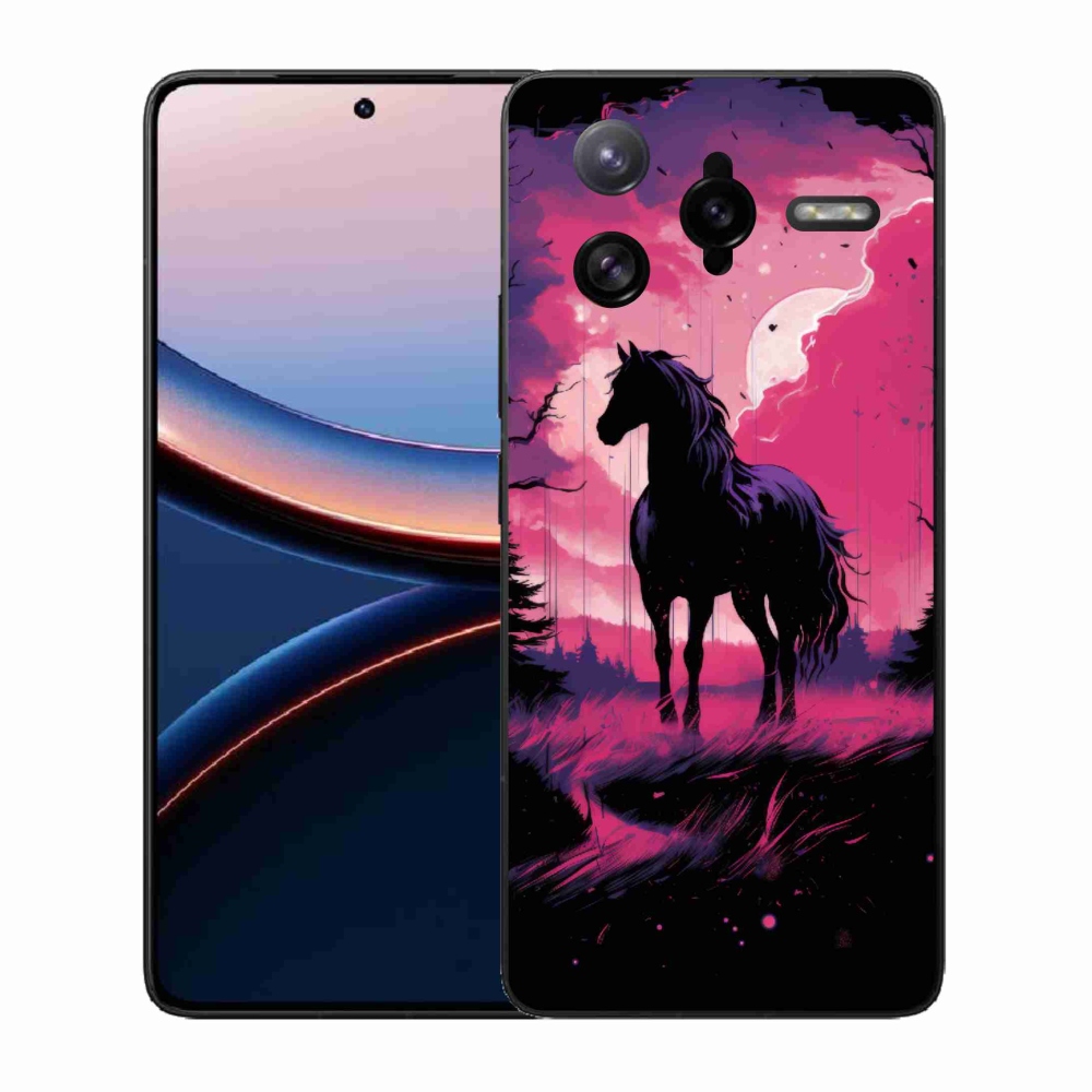 Gelový kryt mmCase na Xiaomi Poco F7 Ultra - černý kreslený kůň 1