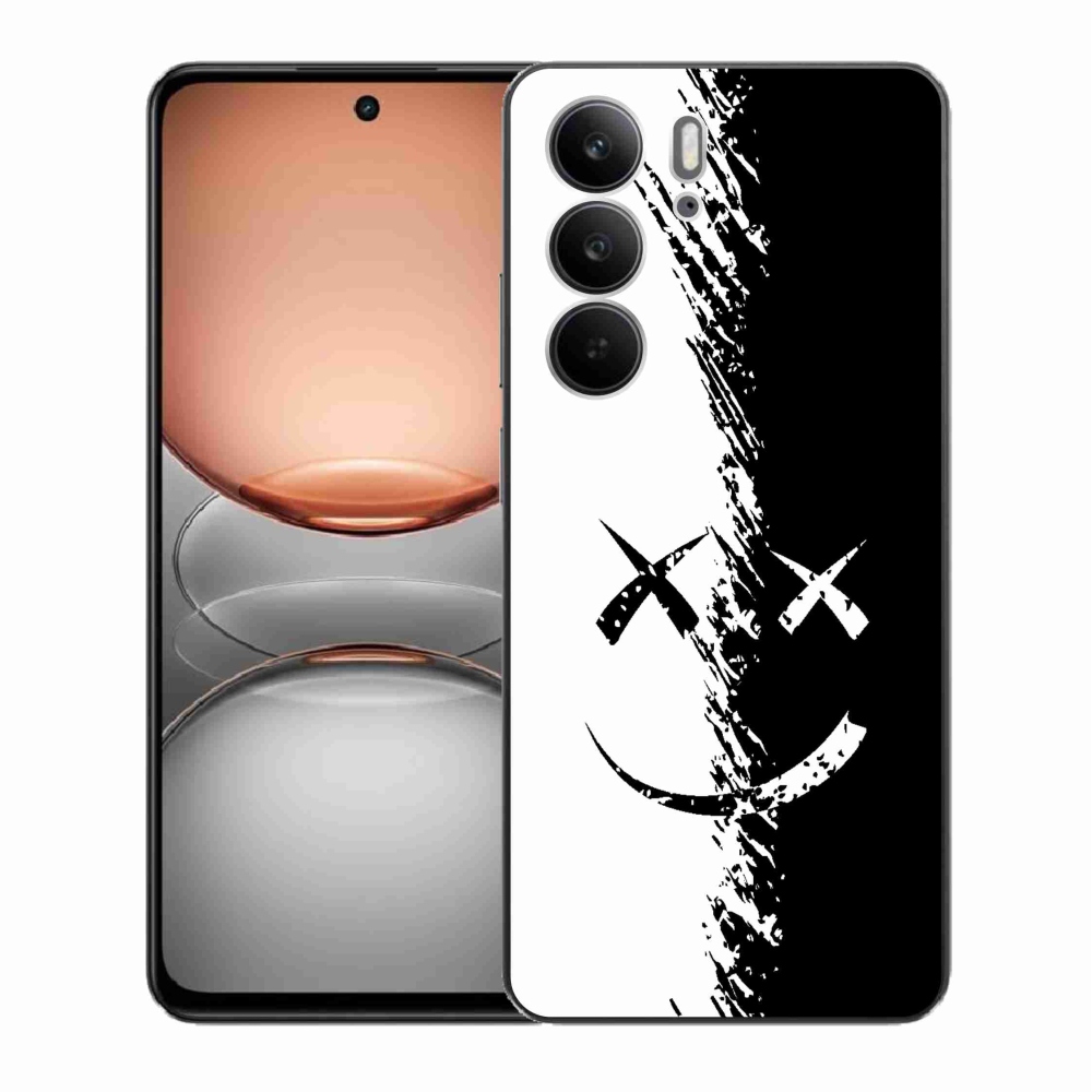 Gelový kryt mmCase na Realme C75 - černobílý smajlík