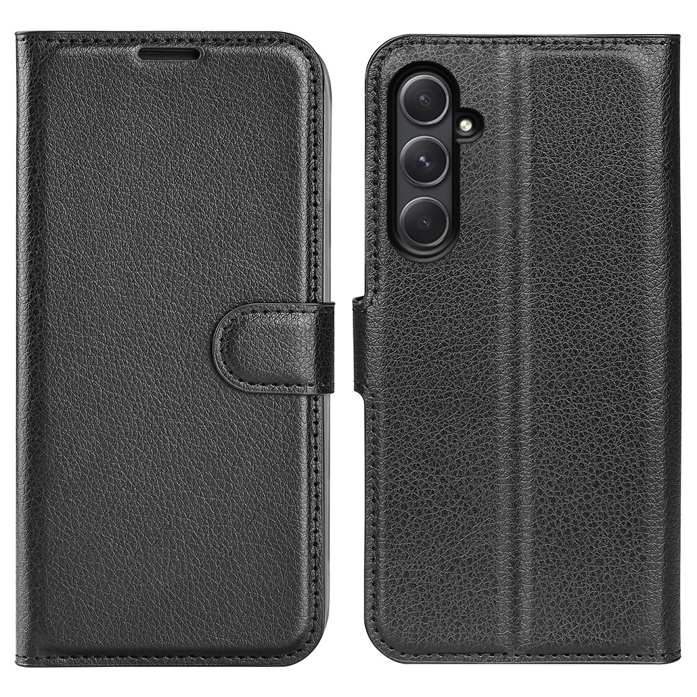Litchi knížkové pouzdro na Samsung Galaxy A55 5G - černé