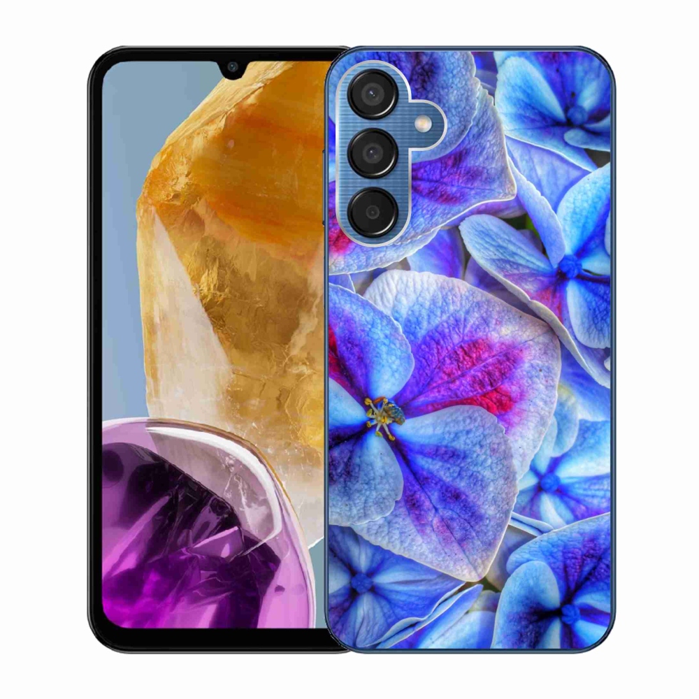 Gelový kryt mmCase na Samsung Galaxy M15 5G - modré květy 1