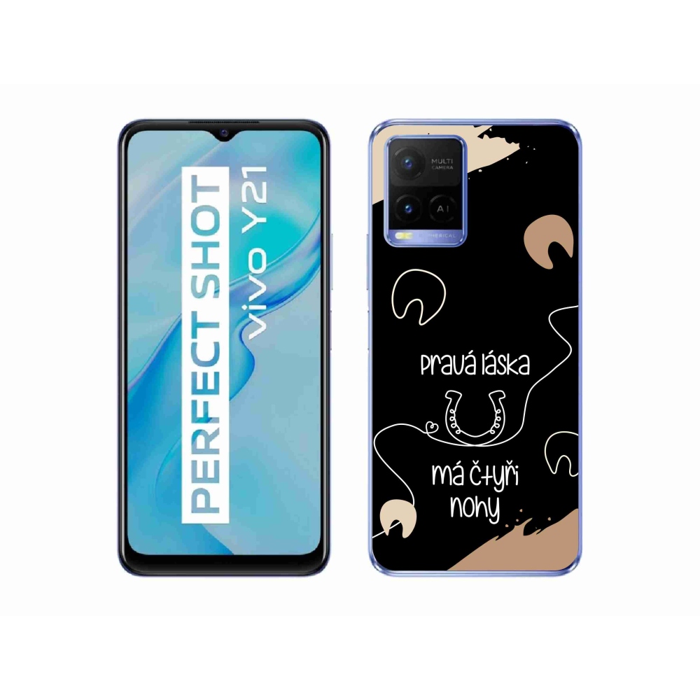 Gelový kryt mmCase na Vivo Y21/Y21s/Y33s - koňský motiv černé pozadí