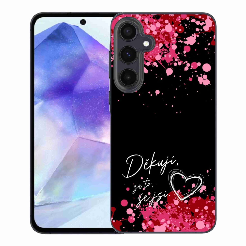 Gelový kryt mmCase na Samsung Galaxy A55 5G - zamilovaný text 2 černé pozadí