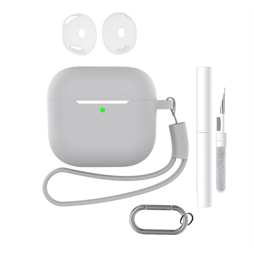 Set silikonový obal na Apple AirPods 4 s čistící sadou - šedý