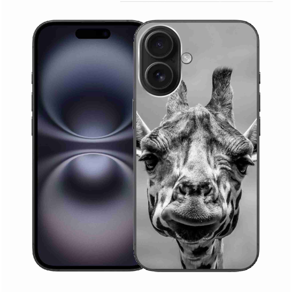 Gelový kryt mmCase na iPhone 16 - černobílá žirafa
