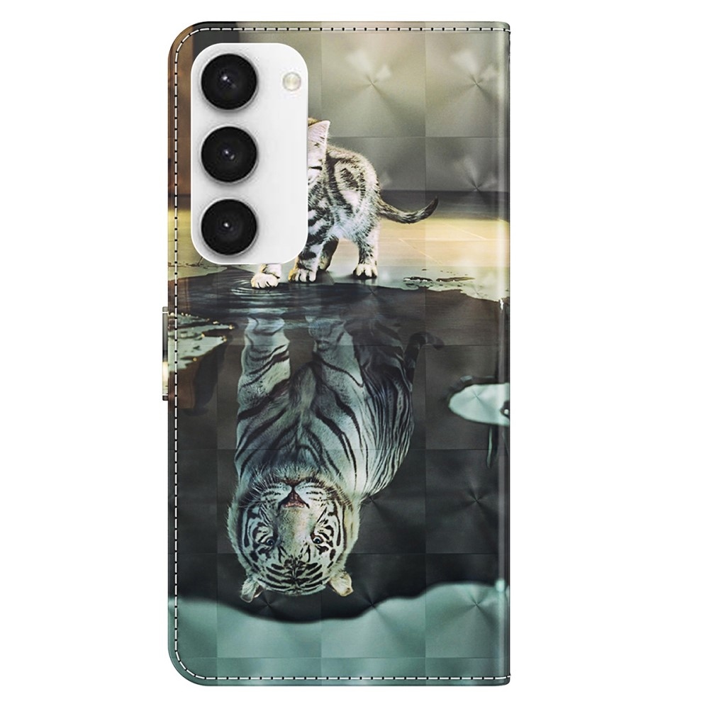 Print knížkové pouzdro na Samsung Galaxy S24 - kočka a odraz tygra