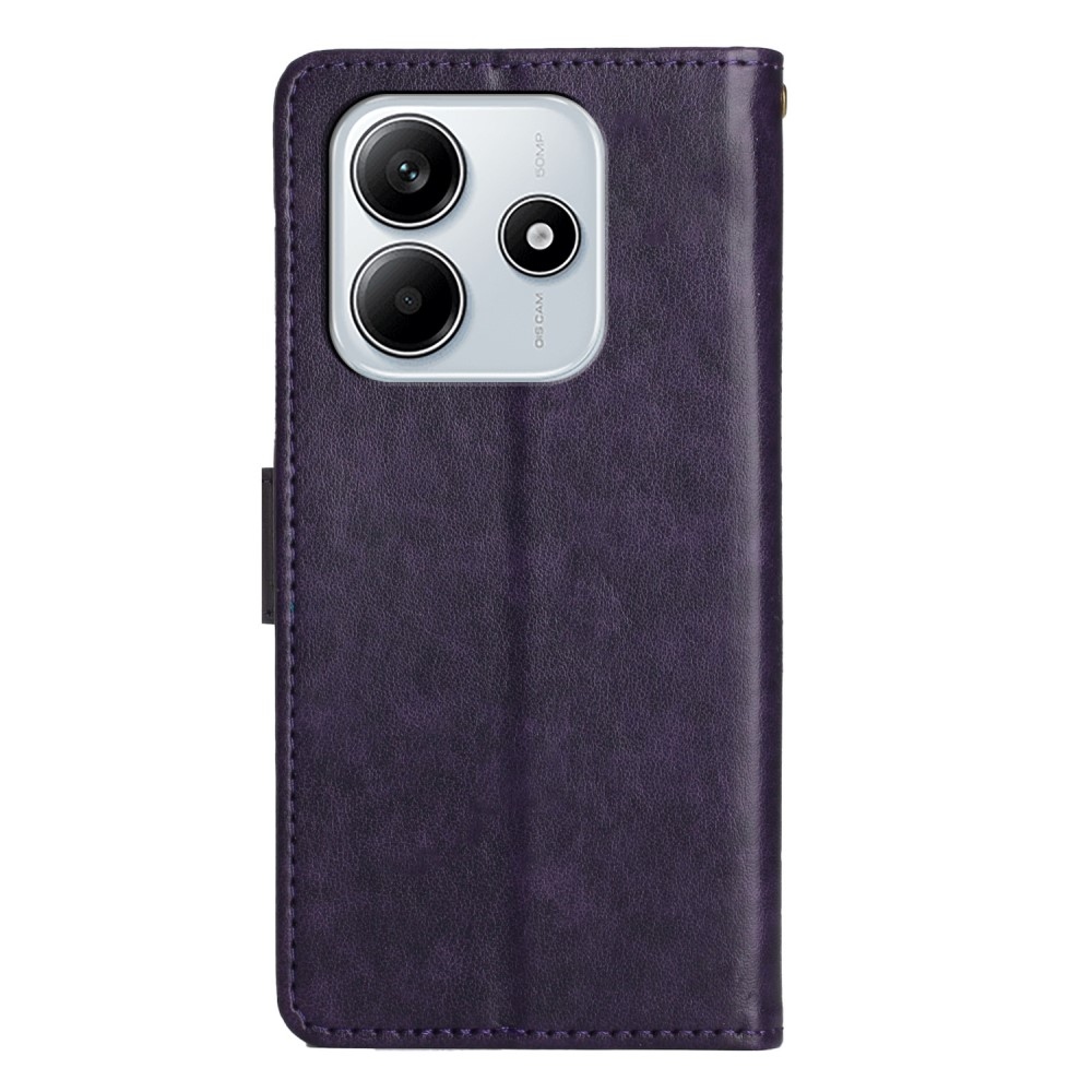Flowers knížkové pouzdro na Xiaomi Redmi Note 14 5G - tmavěfialové