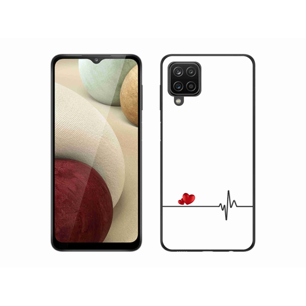 Gelový kryt mmCase na Samsung Galaxy M12 - srdce a tep bílé pozadí