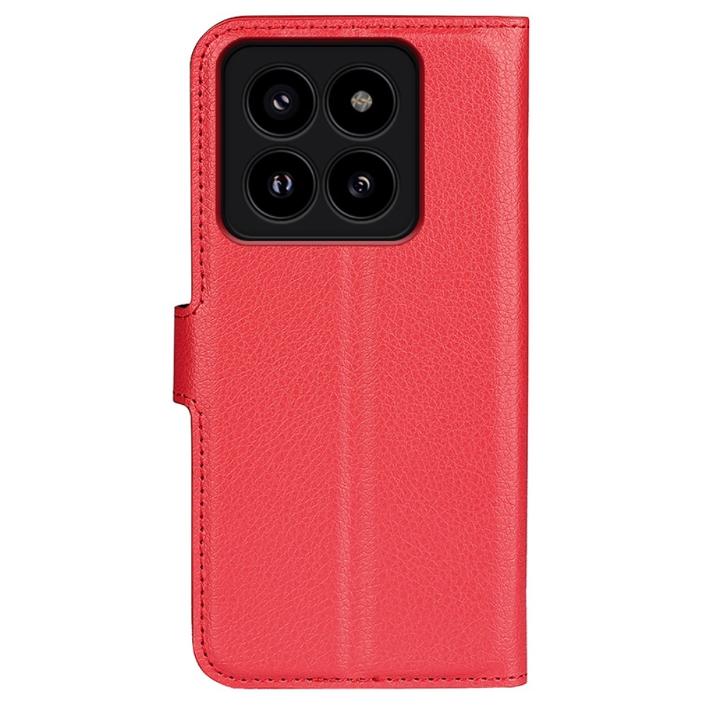 Litchi knížkové pouzdro na Xiaomi 14 Pro - červené