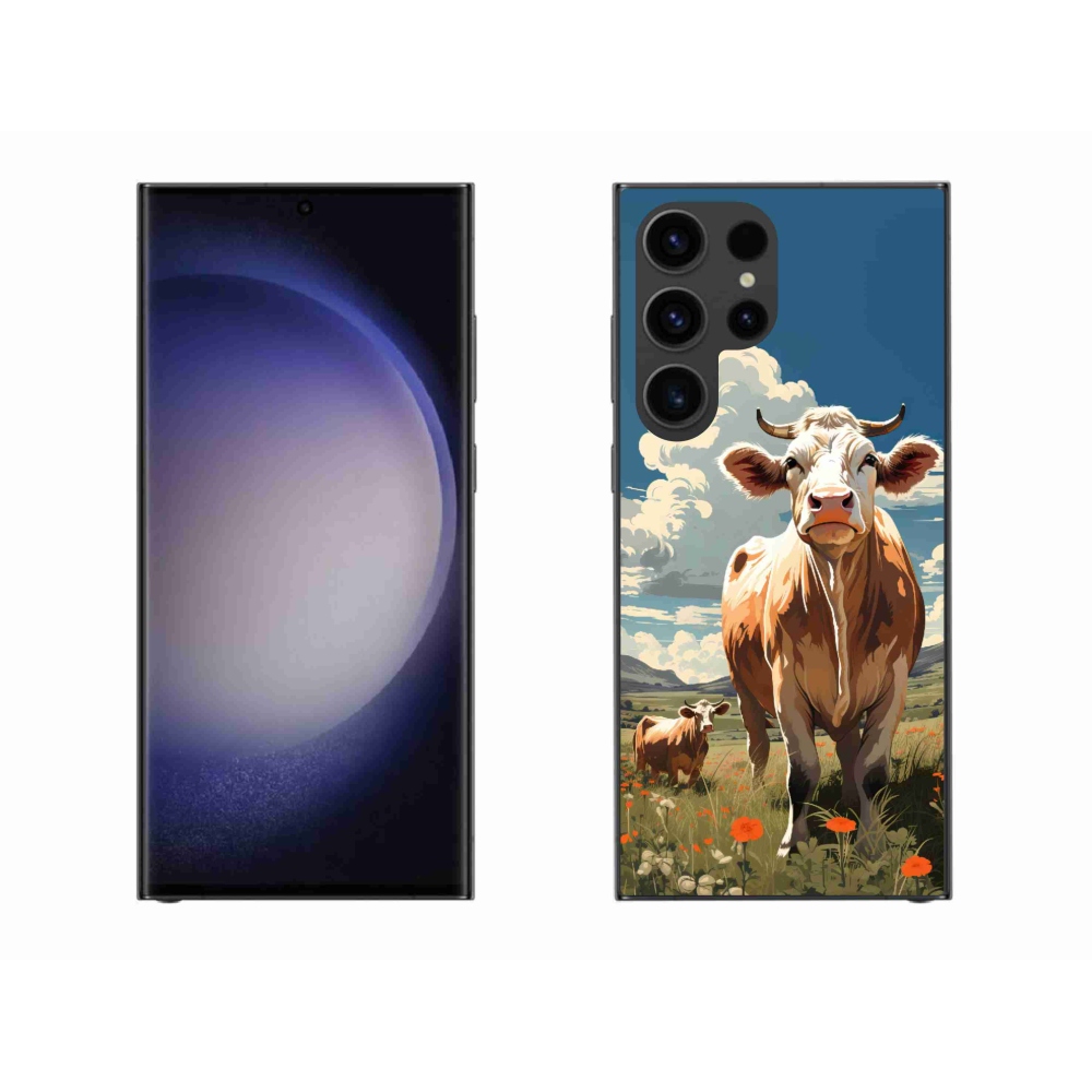 Gelový kryt mmCase na Samsung Galaxy S23 Ultra 5G - krávy na louce