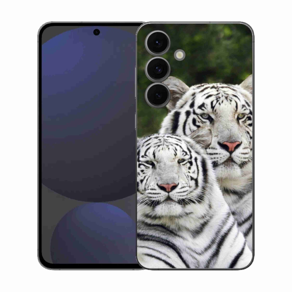 Gelový kryt mmCase na Samsung Galaxy S25 FE - bílí tygři