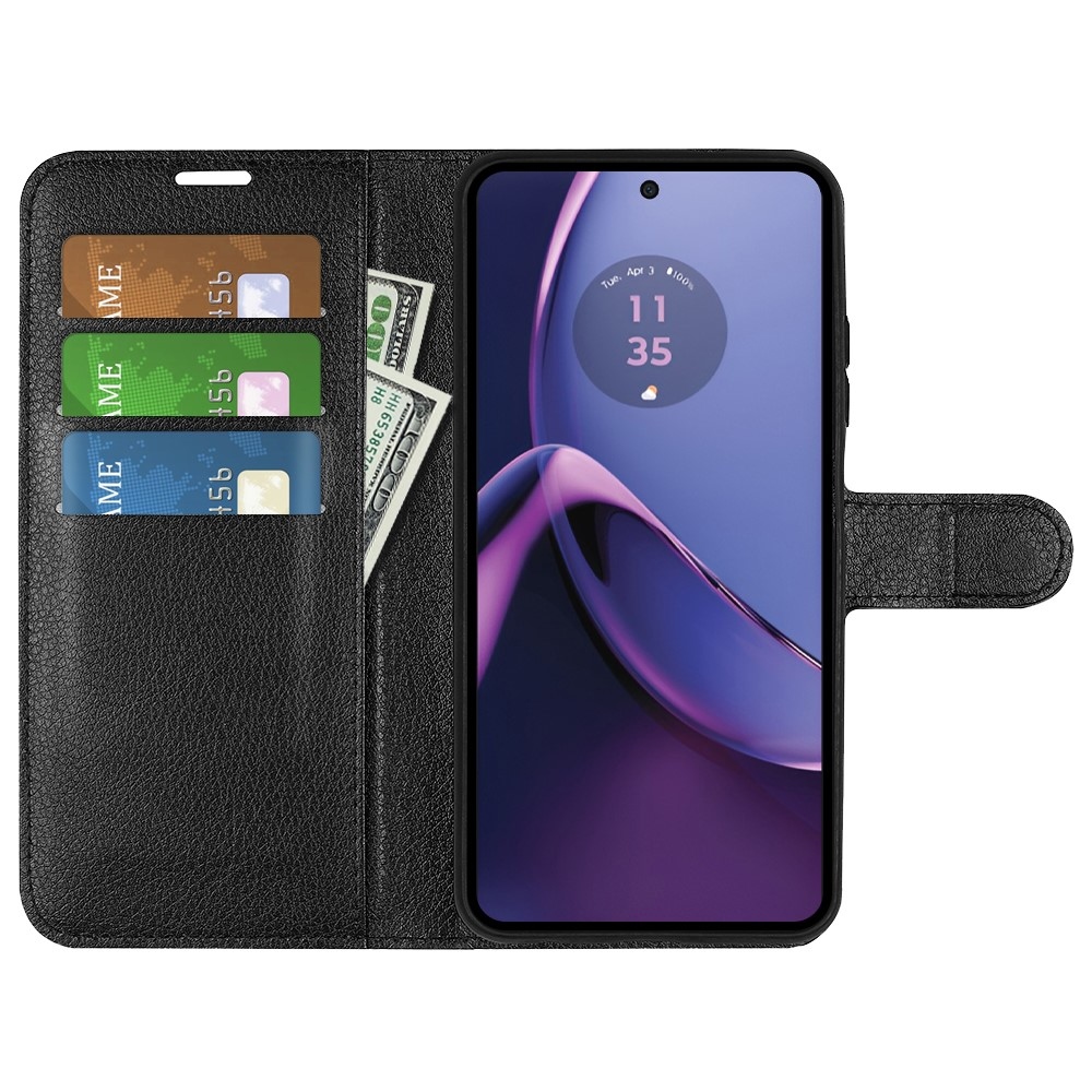 Litchi knížkové pouzdro na Motorola Moto G84 5G - černé