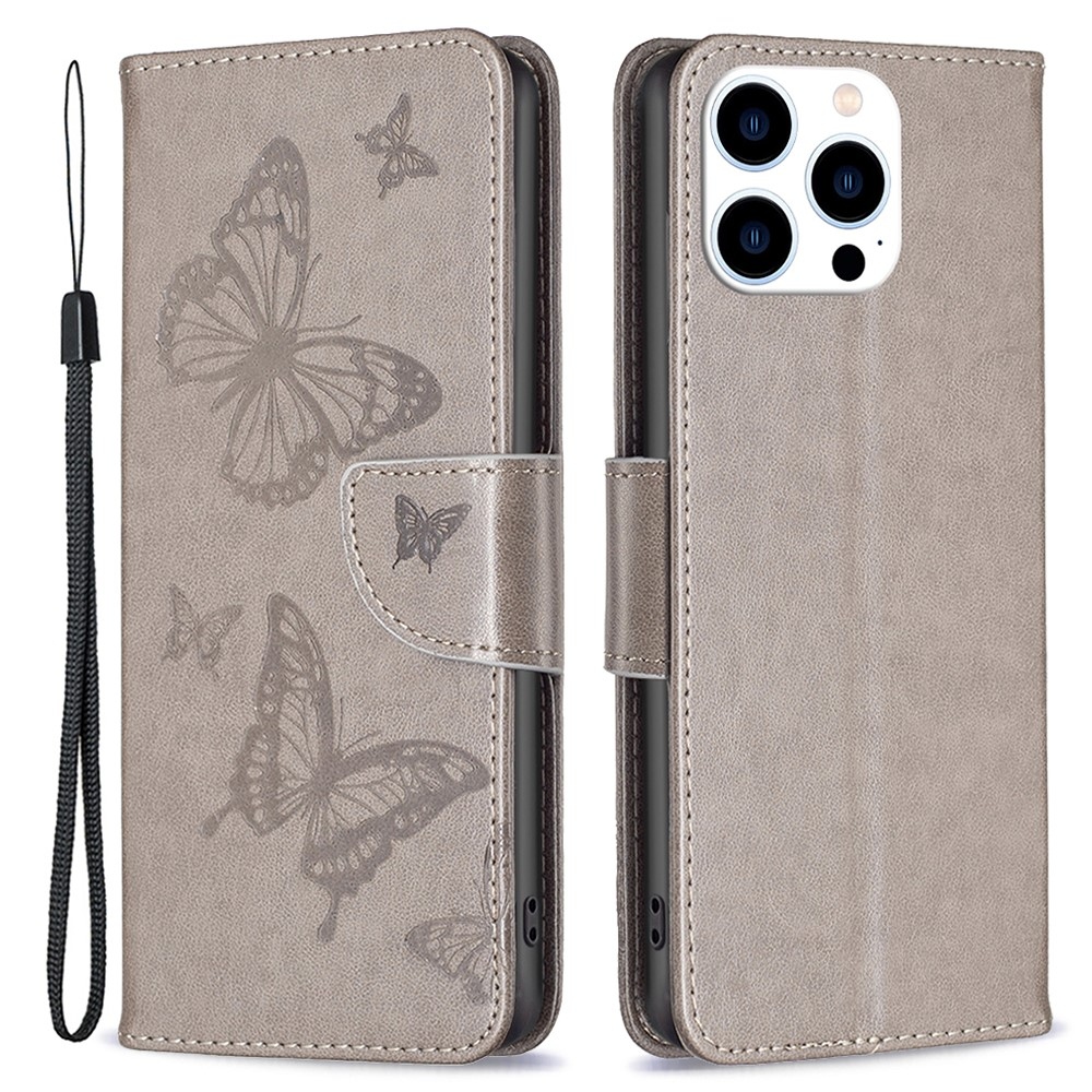 Butterfly knížkové pouzdro na iPhone 16 Pro - šedé