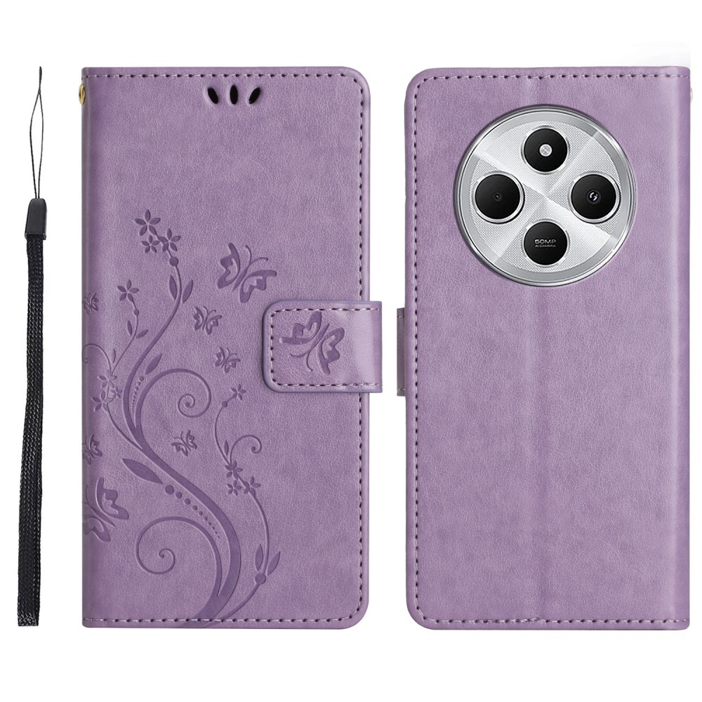 Flowers knížkové pouzdro na Xiaomi Redmi 14C/Poco C75 - světlefialové