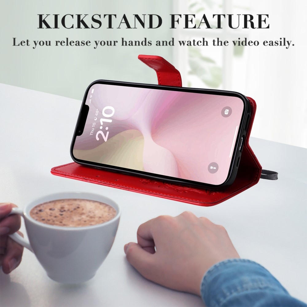 Big Butterfly knížkové pouzdro na iPhone 16e - červené