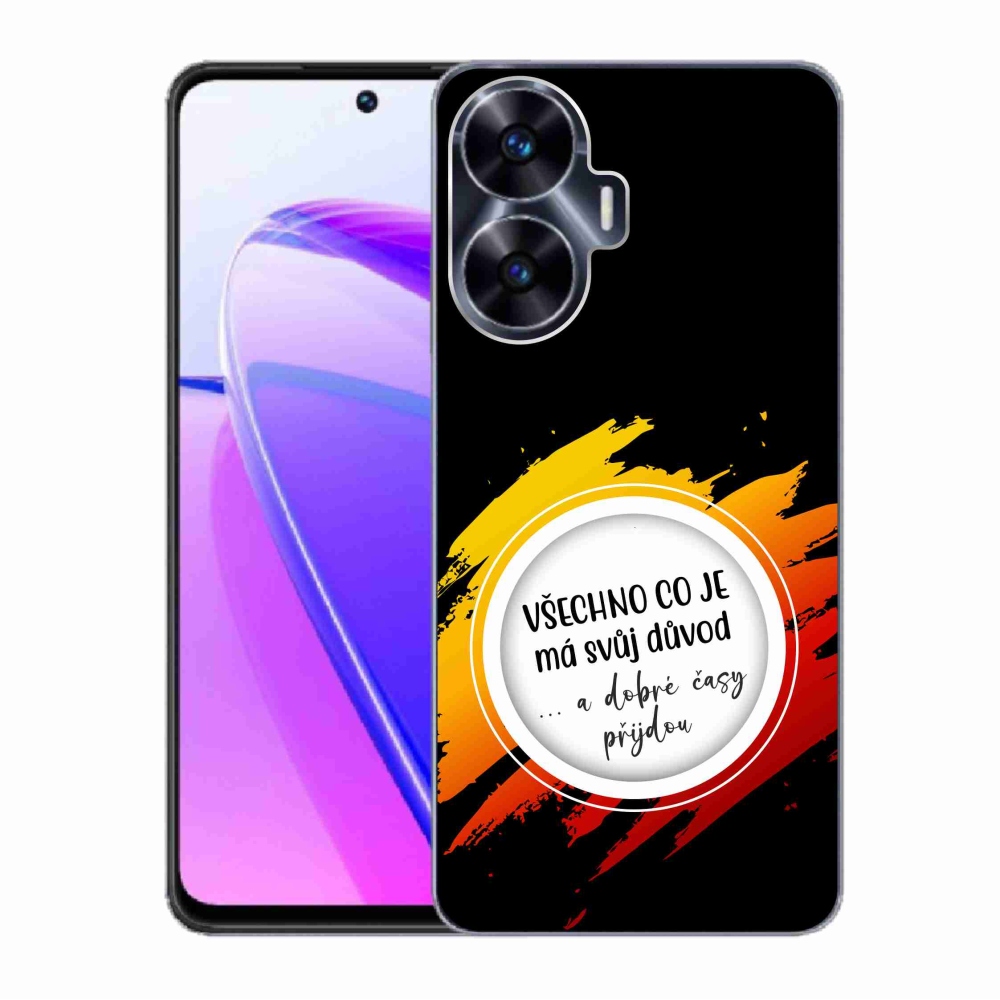 Gelový kryt mmCase na Realme C55 - citát 3 černé pozadí