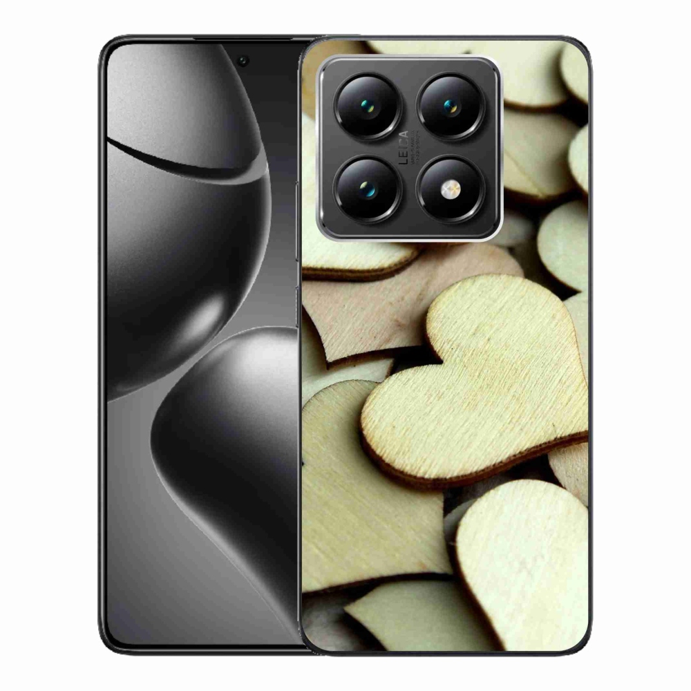 Gelový kryt mmCase na Xiaomi 14T - dřevěná srdíčka