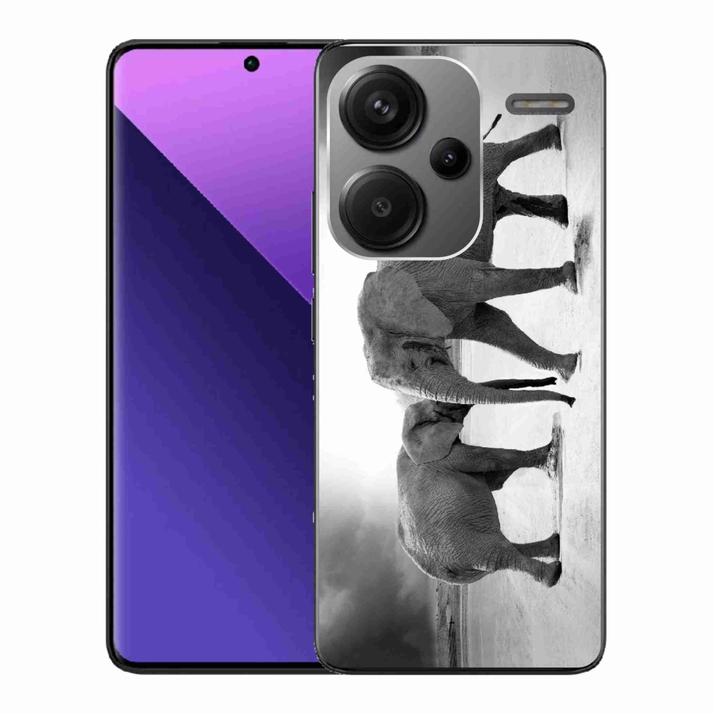 Gelový kryt mmCase na Xiaomi Redmi Note 13 Pro+ 5G - černobílí sloni