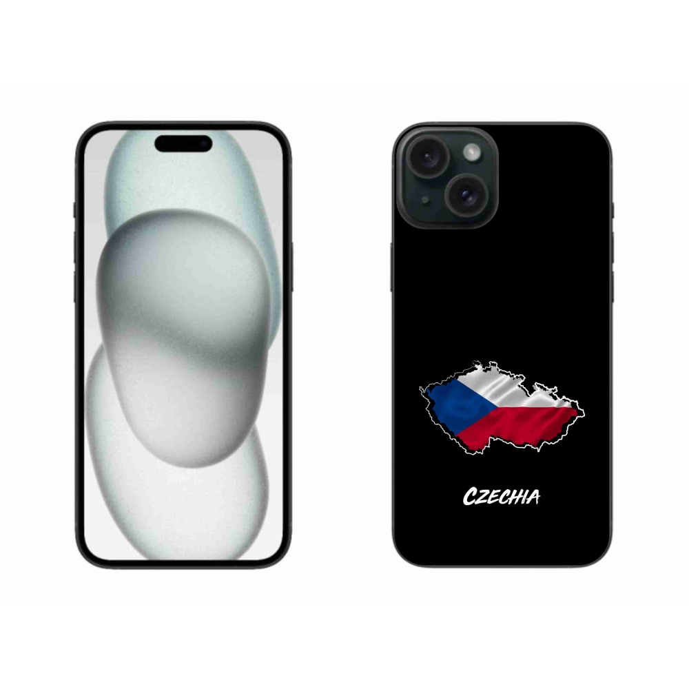 Gelový kryt mmCase na iPhone 15 Plus - Czechia černé pozadí