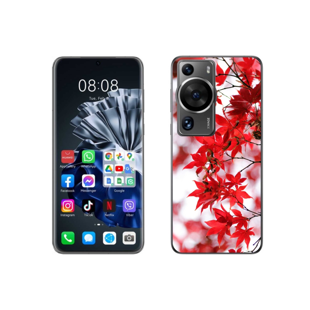 Gelový kryt mmCase na Huawei P60 Pro - červené listy