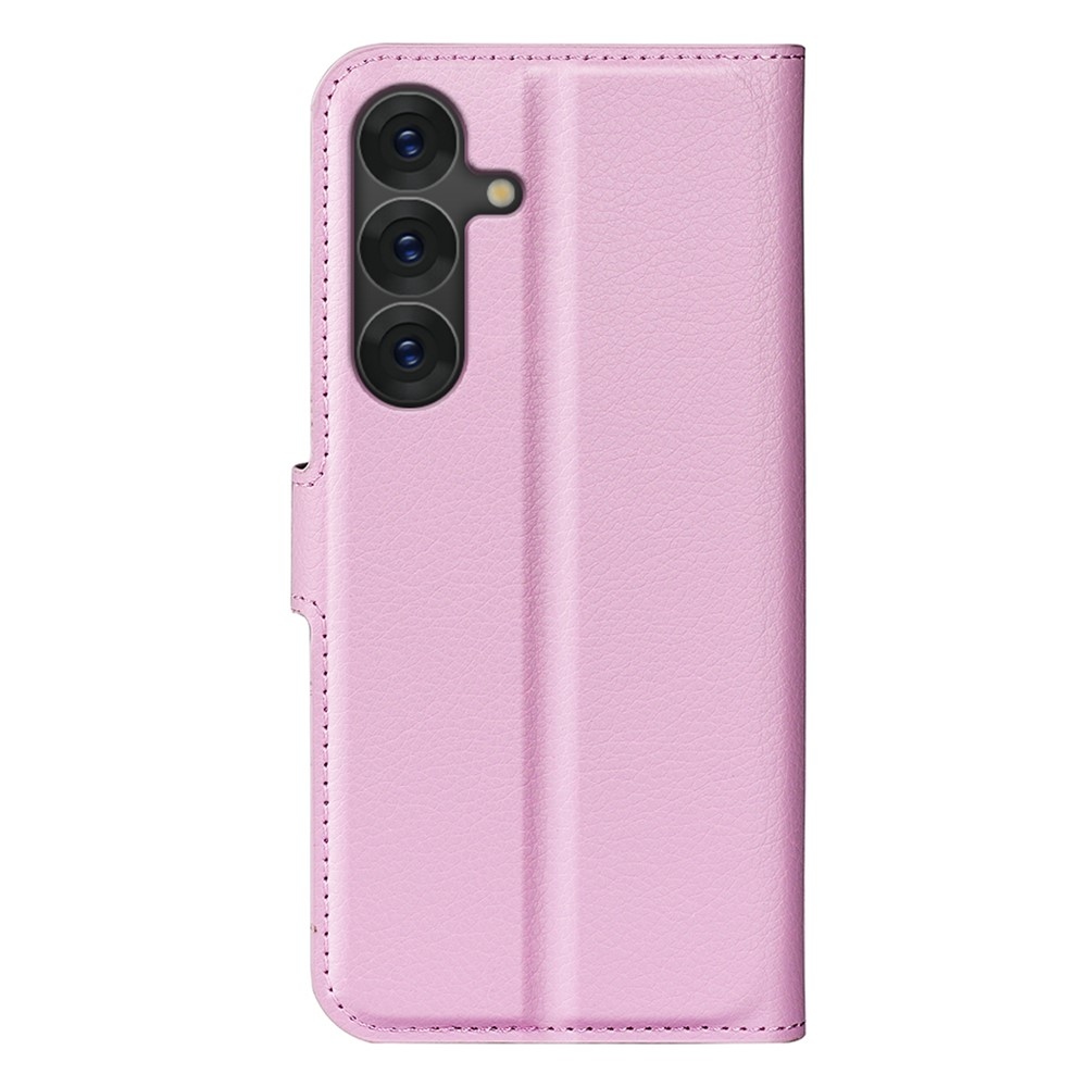 Litchi knížkové pouzdro na Samsung Galaxy S25+ - růžové