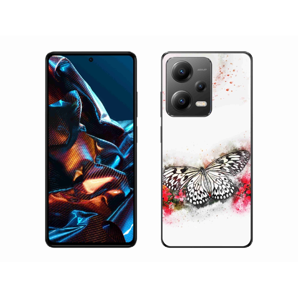 Gelový kryt mmCase na mobil Xiaomi Redmi Note 12 Pro 5G - černobílý motýl