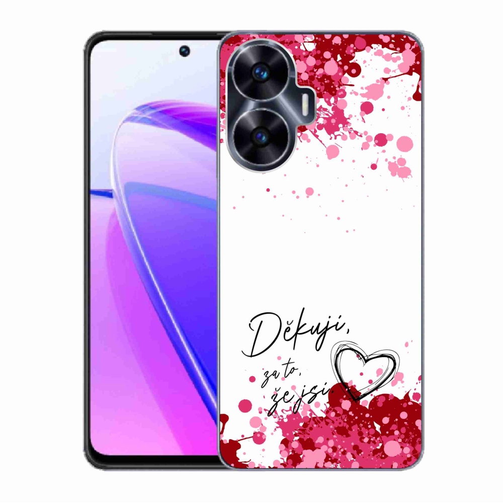 Gelový kryt mmCase na Realme C55 - zamilovaný text 2 bílé pozadí