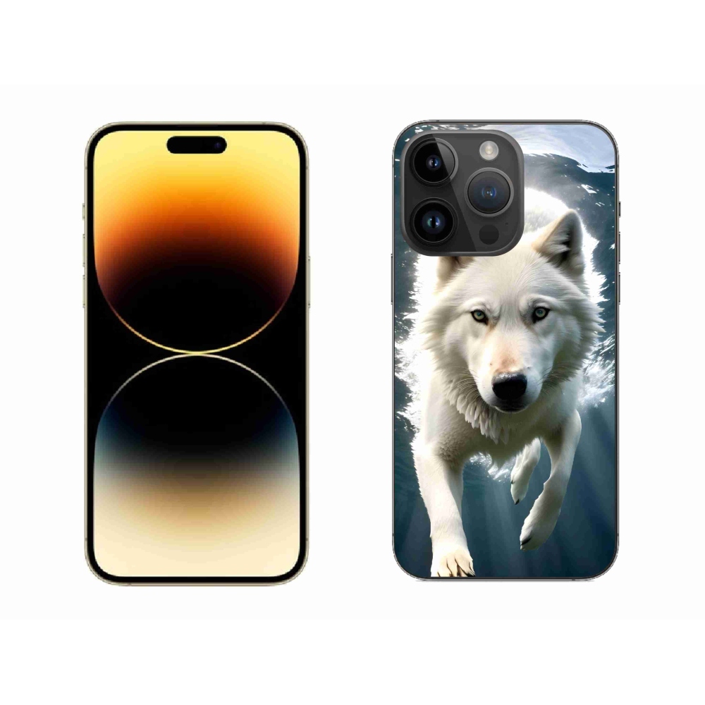 Gelový kryt mmCase na iPhone 14 Pro Max - bílý vlk