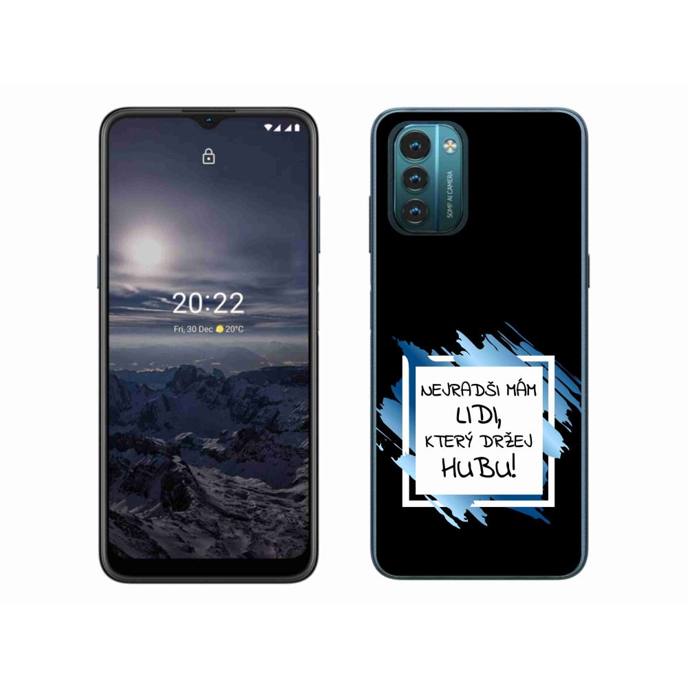 Gelový kryt mmCase na Nokia G11/G21 - vtipný text 7 bíločerné pozadí
