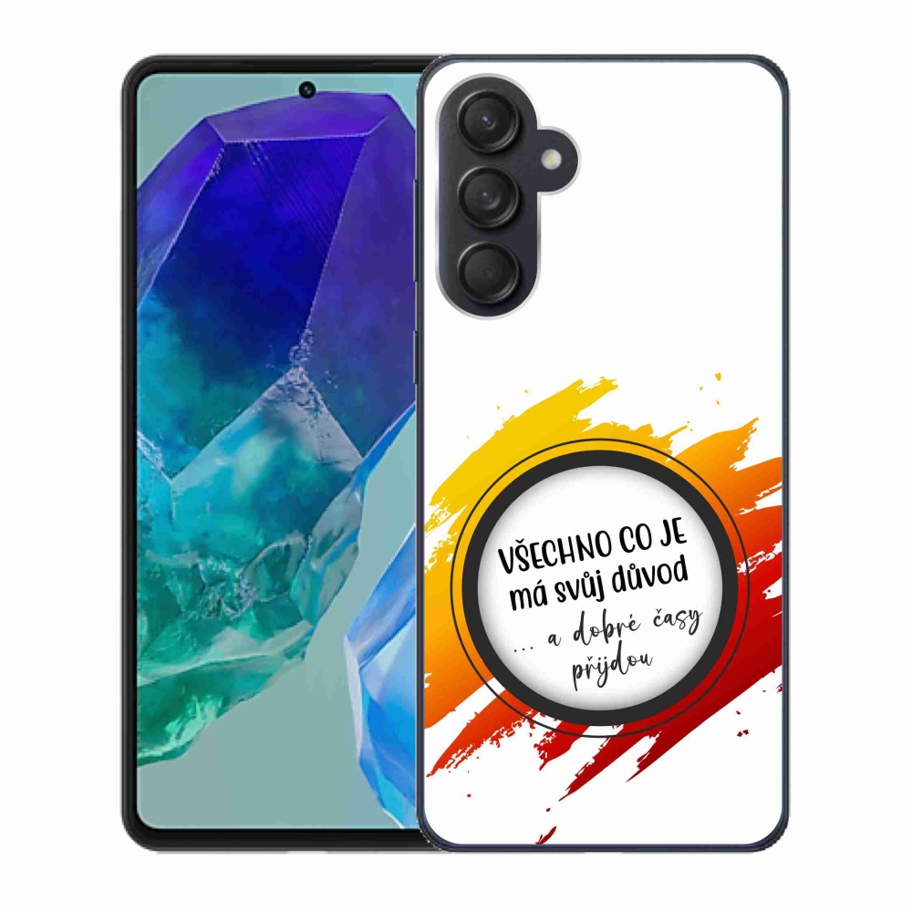 Gelový kryt mmCase na Samsung Galaxy M55 5G - citát 3 bílé pozadí