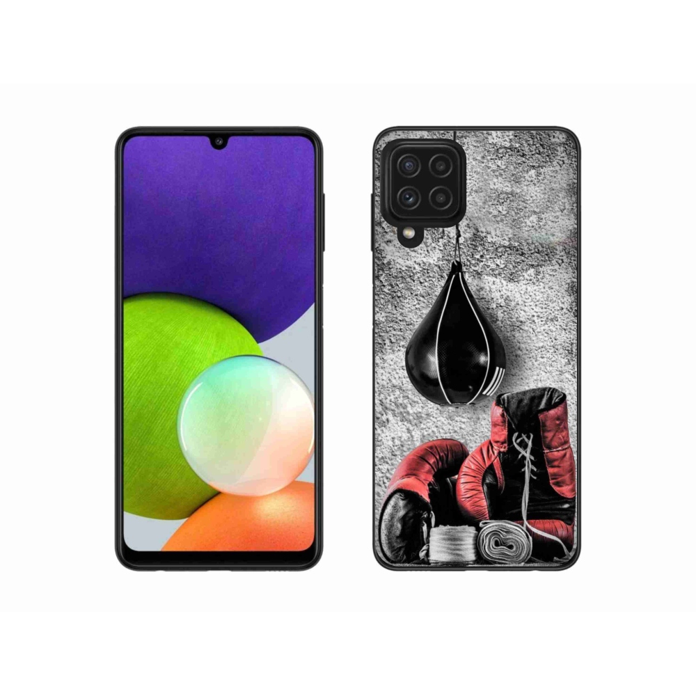Gelový kryt mmCase na Samsung Galaxy A22 4G - boxovací pytel a rukavice