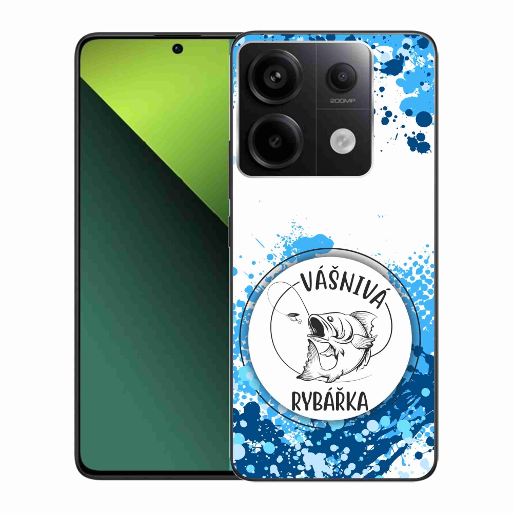 Gelový kryt mmCase na Xiaomi Redmi Note 13 Pro 5G/Poco X6 5G - vášnivá rybářka bílé pozadí