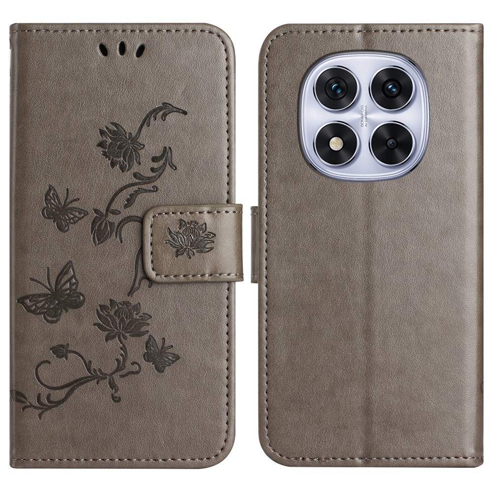 Flower knížkové pouzdro na Xiaomi Redmi Note 14 Pro 5G/Poco X7 5G/Note 14 Pro+ 5G - šedé