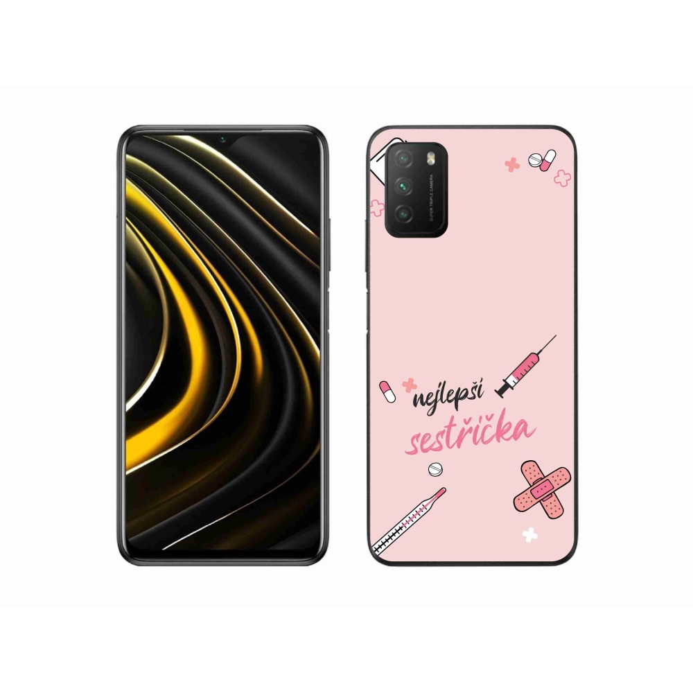 Gelový kryt mmCase na Xiaomi Poco M3 - nejlepší sestřička růžové pozadí