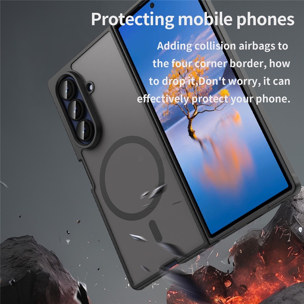 Case matný gelový obal s MagSafe na Samsung Galaxy Z Fold7 5G - černý