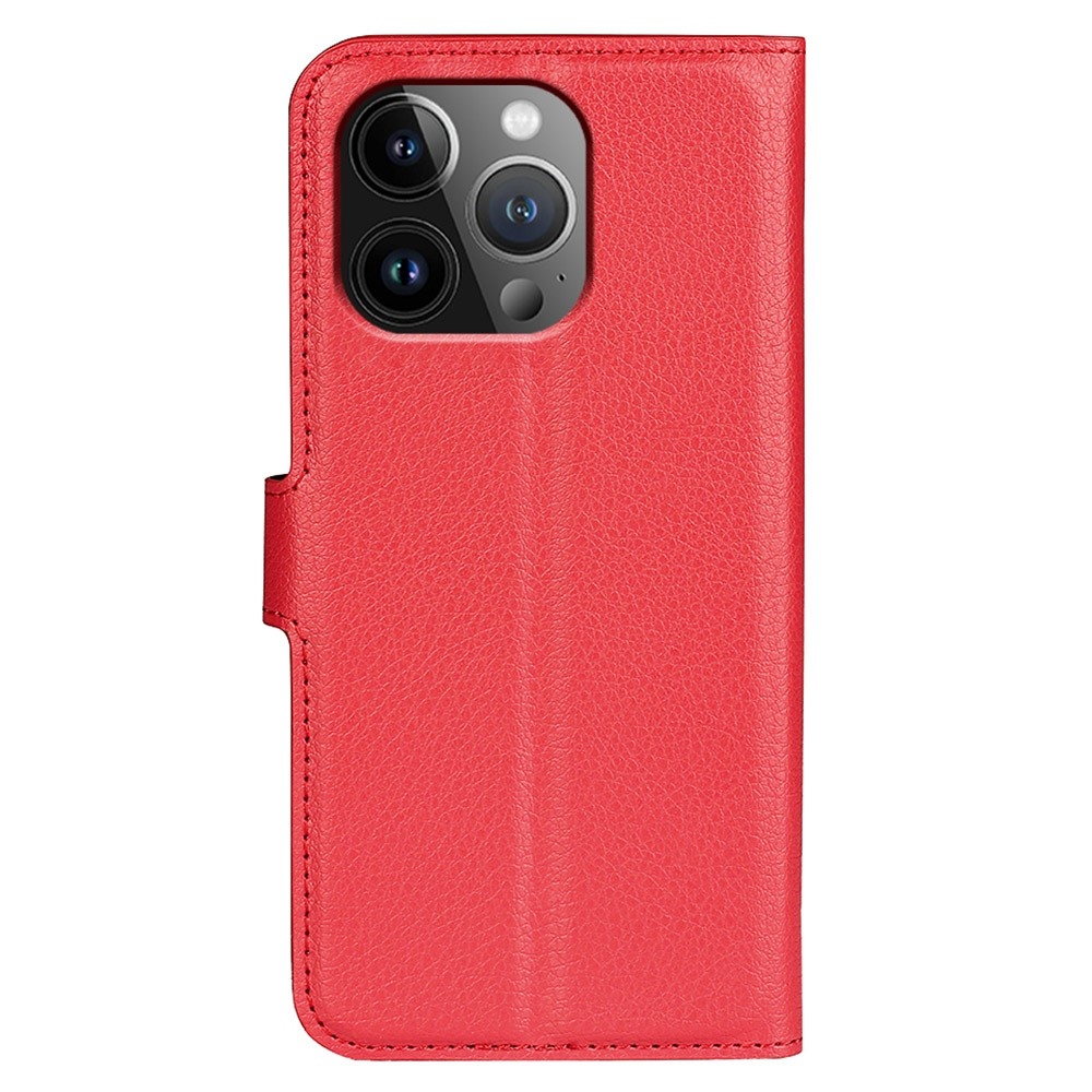 Litchi knížkové pouzdro na iPhone 15 Pro - červené