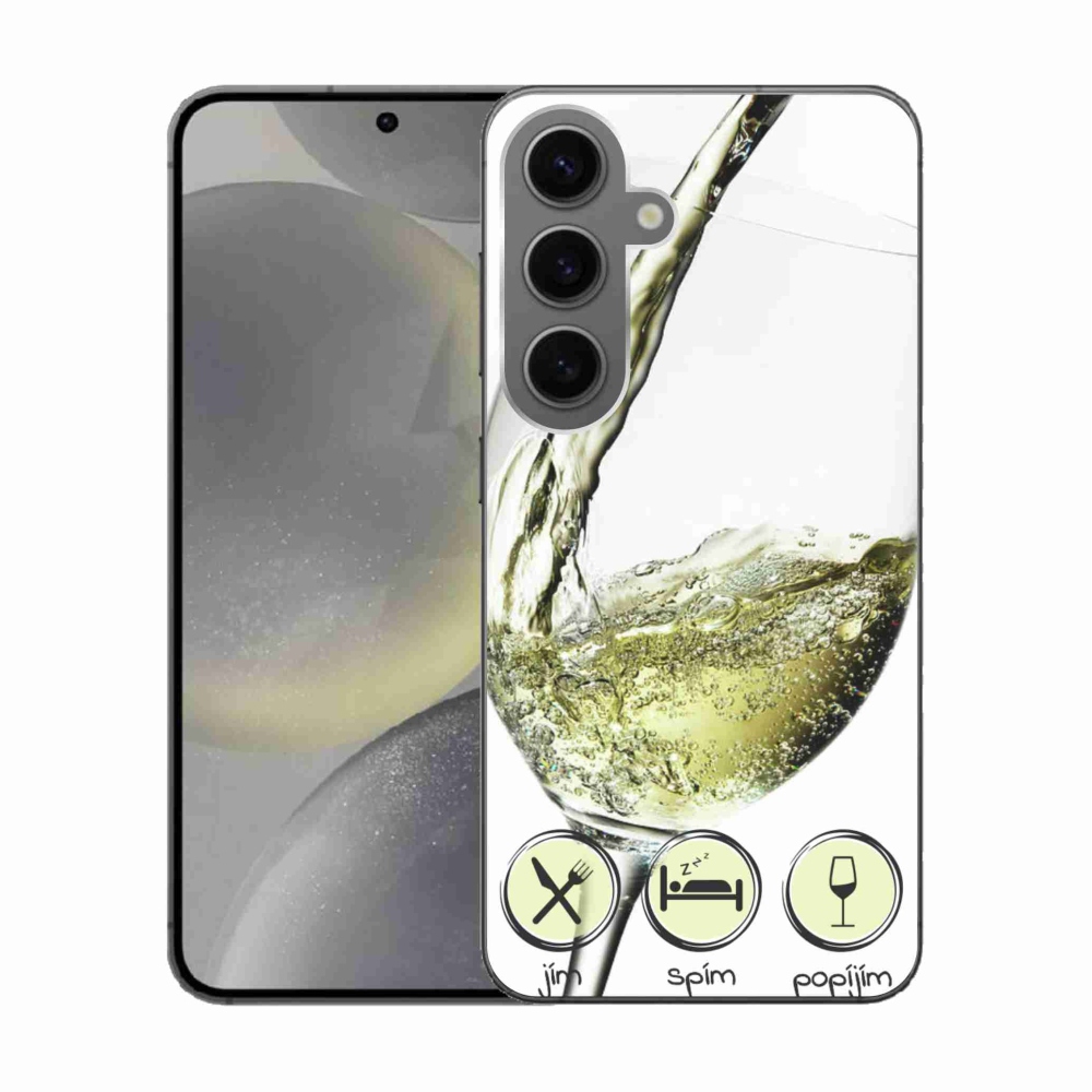 Gelový obal mmCase na Samsung Galaxy S24 - sklenička vína bílé