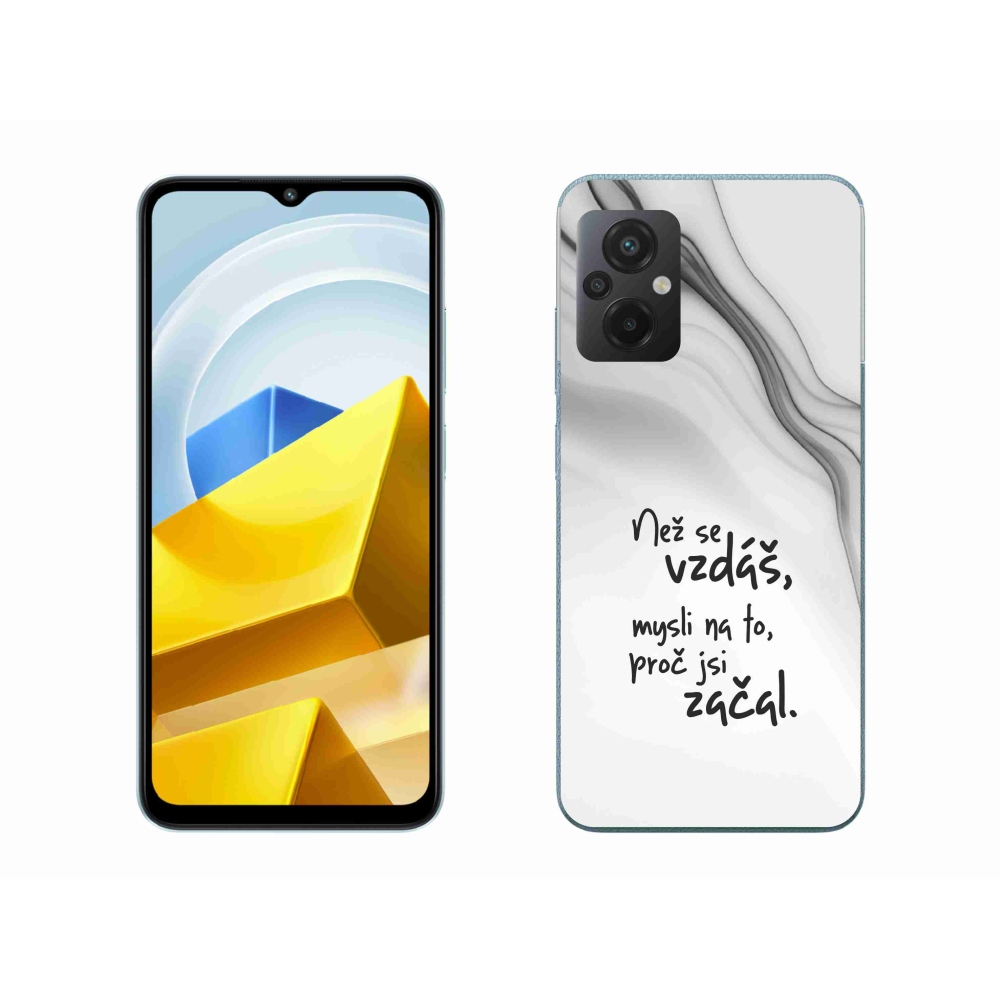 Gelový kryt mmCase na Xiaomi Poco M5 4G - citát 2 bílé pozadí