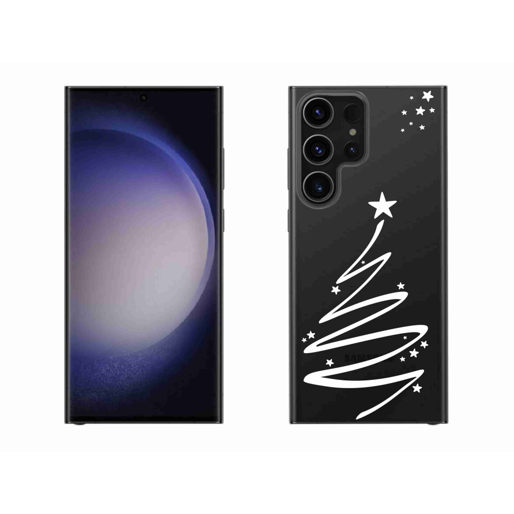 Gelový kryt mmCase na Samsung Galaxy S23 Ultra 5G - bílý stromeček na průhledném pozadí