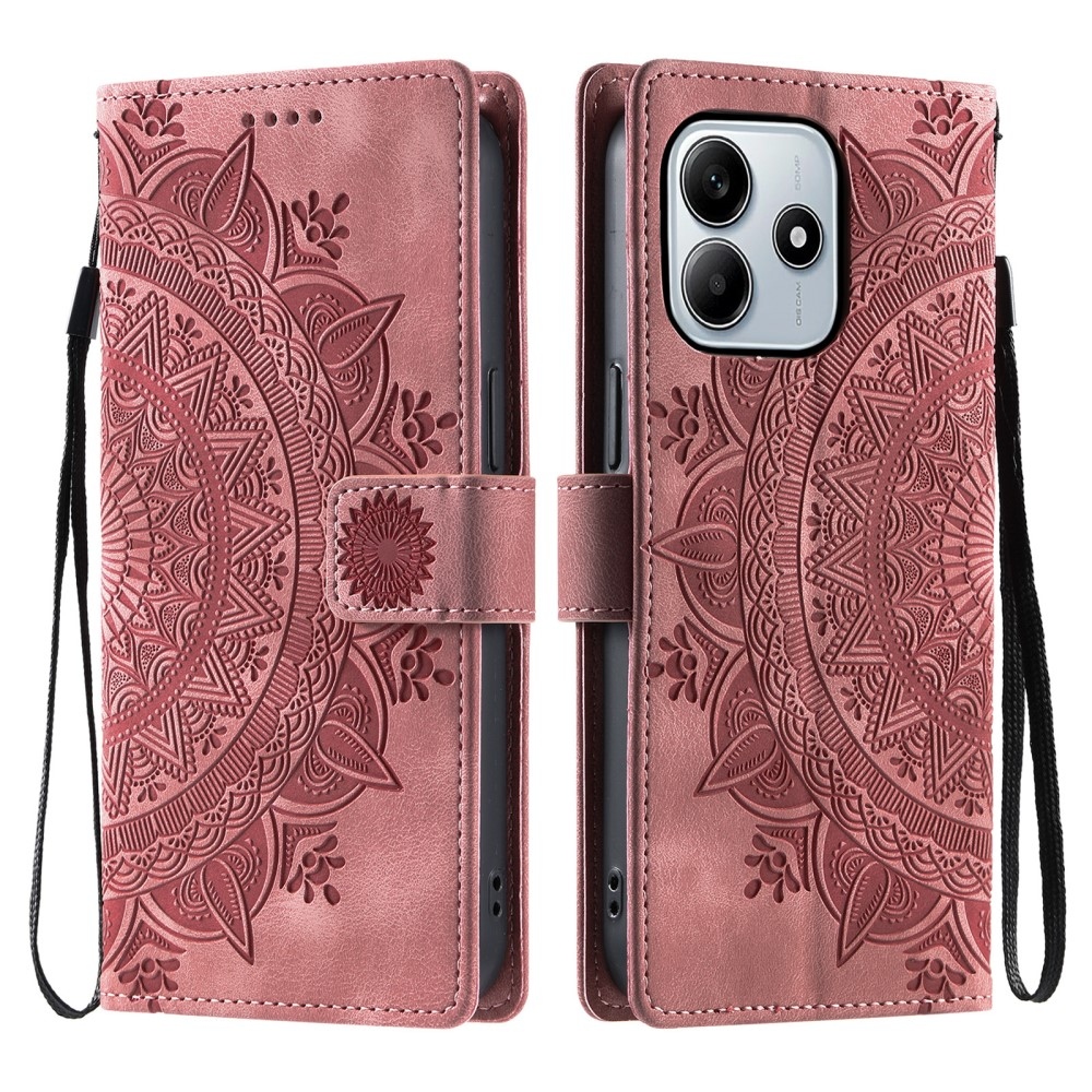 Mandalas knížkové pouzdro na Xiaomi Redmi Note 14 - růžovozlaté