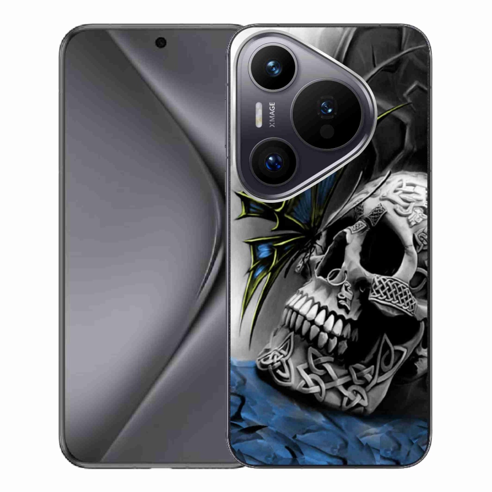 Gelový kryt mmCase na Huawei Pura 70 Pro - motýl a lebka