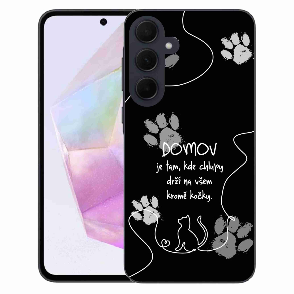 Gelový kryt mmCase na Samsung Galaxy A35 5G - kočičí motiv černé pozadí