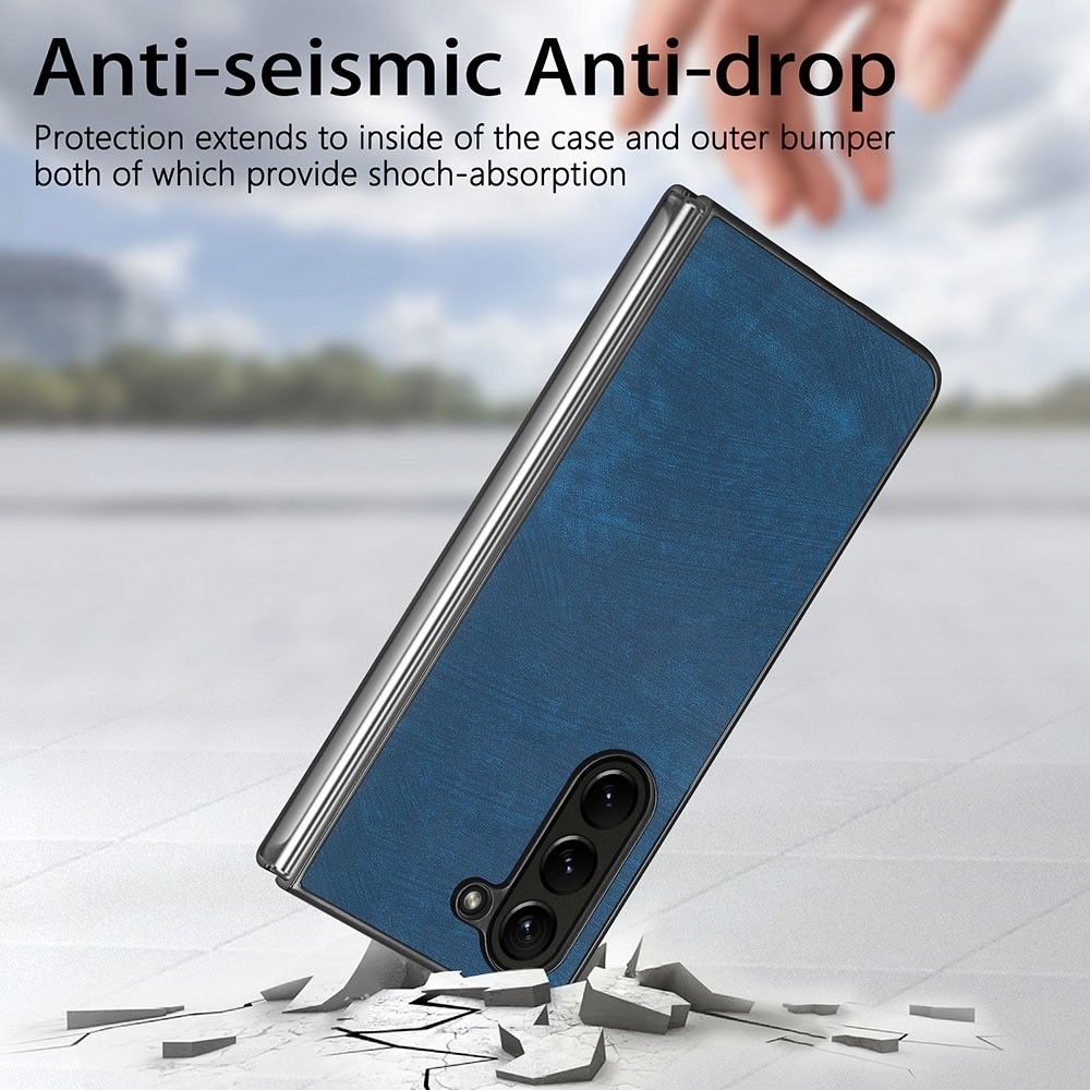 Vintage plastové pouzdro na Samsung Galaxy Z Fold5 5G - modré