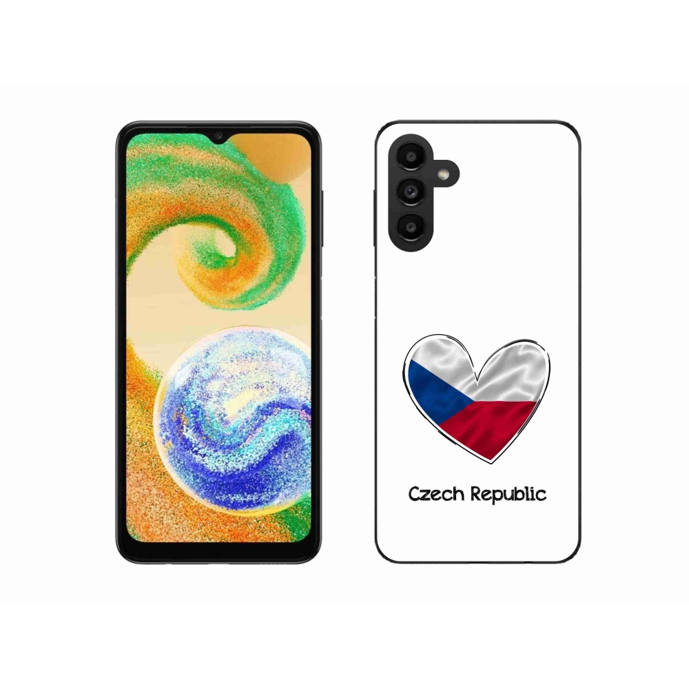 Gelový kryt mmCase na Samsung Galaxy A04s (164.7x76.7x9.1mm) - vlajka srdce bílé pozadí