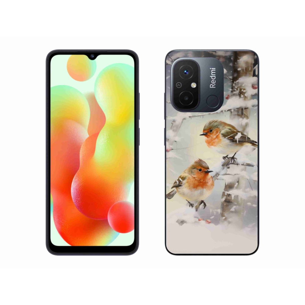 Gelový kryt mmCase na Xiaomi Redmi 12C - ptáčci v zimě