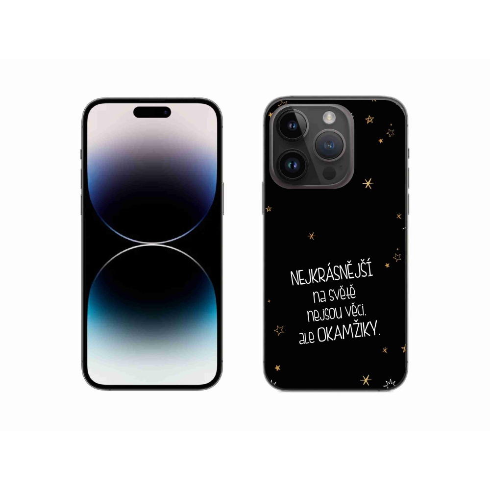 Gelový kryt mmCase na iPhone 14 Pro 6.1 - citát 4 černé pozadí