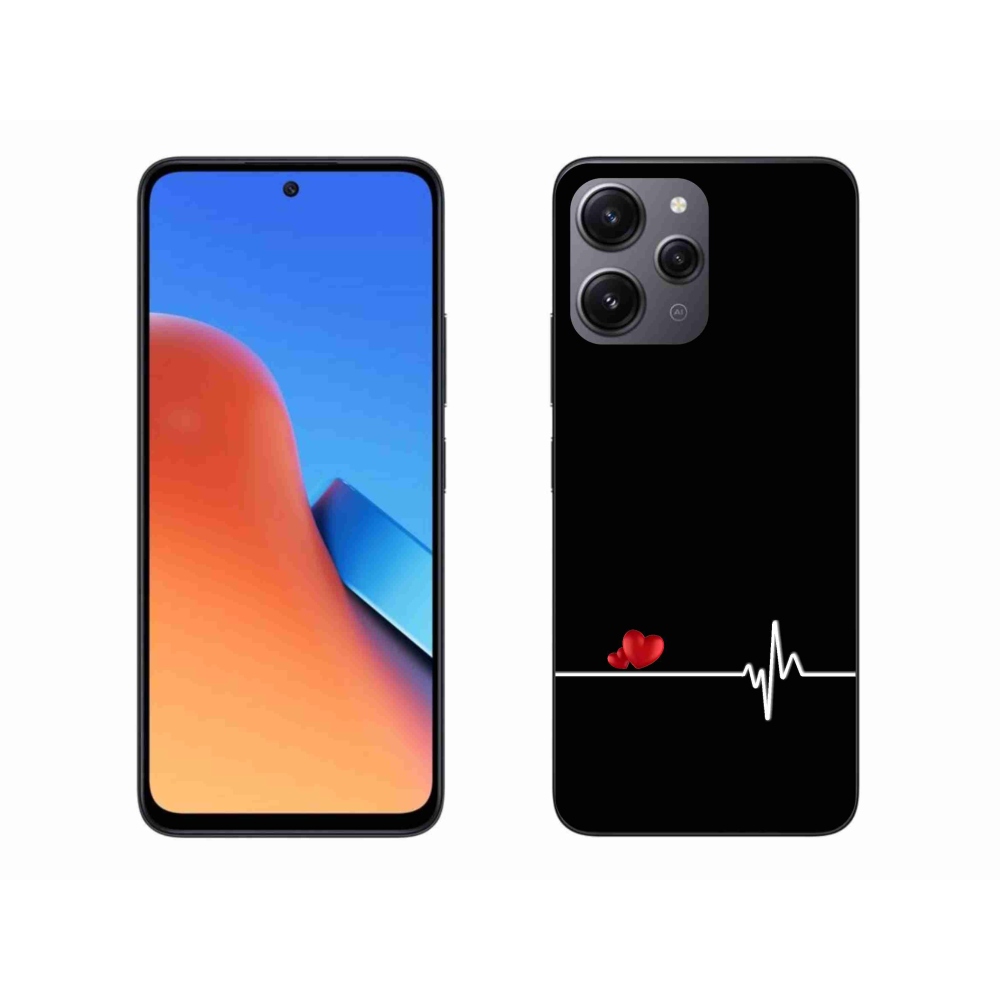 Gelový kryt mmCase na Xiaomi Redmi 12 - srdce a tep černé pozadí