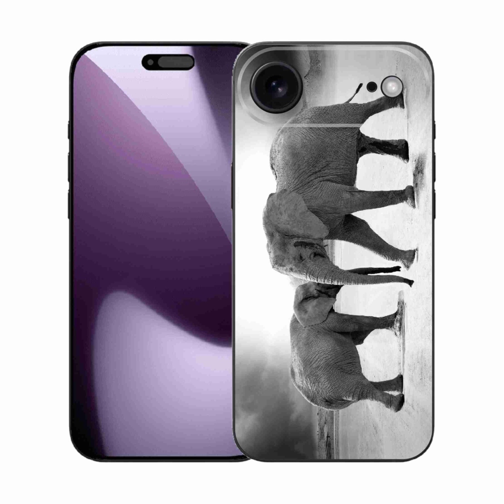 Gelový kryt mmCase na iPhone 17 Air - černobílí sloni