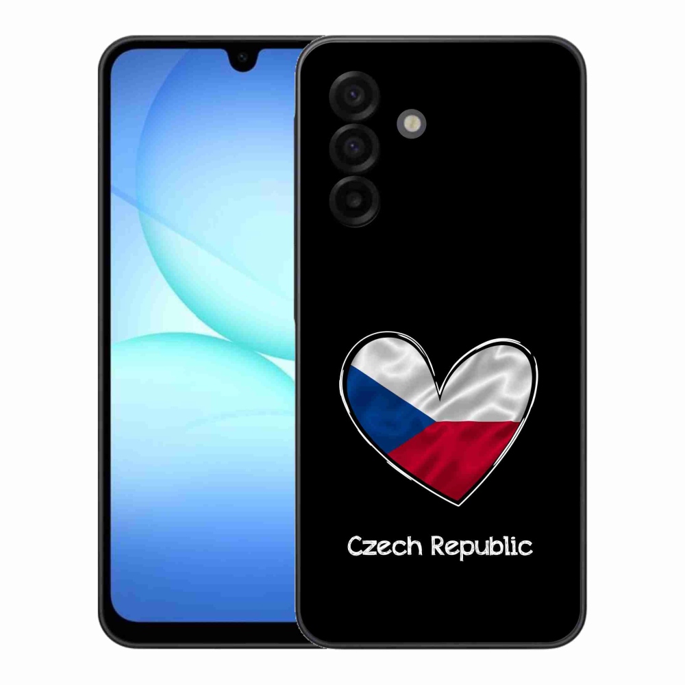 Gelový kryt mmCase na Samsung Galaxy A17 4G/5G - vlajka srdce černé pozadí