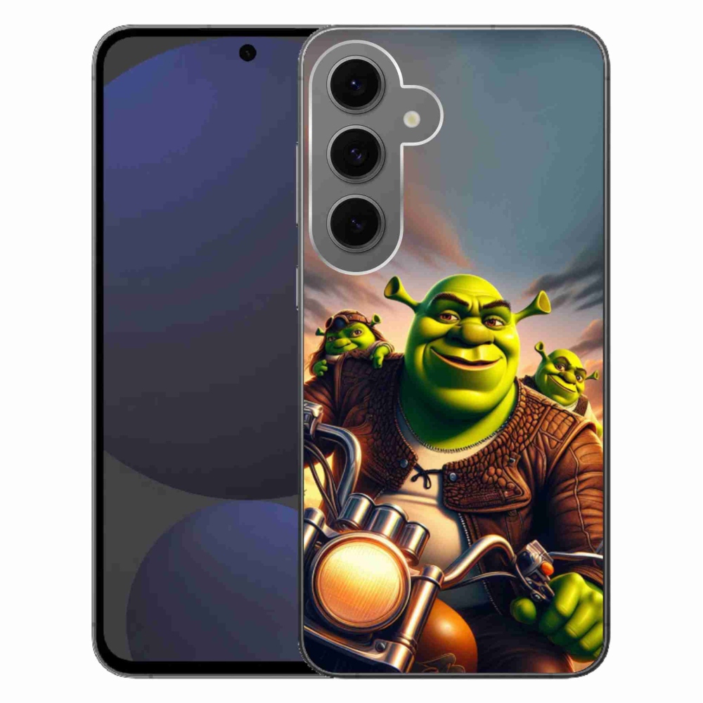 Gelový kryt mmCase na Samsung Galaxy S24 FE - shrek na motorce